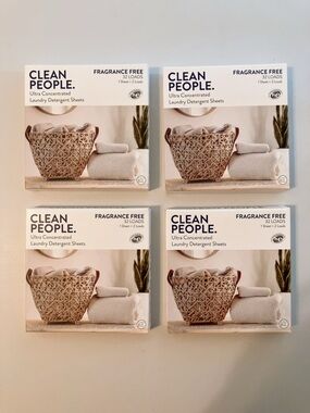 Clean People Fragrance Free Laundry Detergent Sheets - 4 Boxes 128 Loads